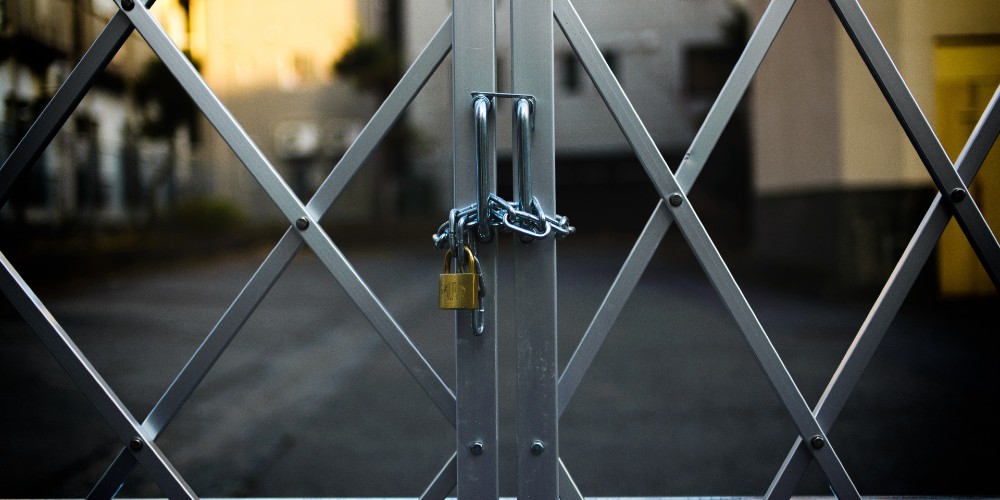 an image of a closed metal gate