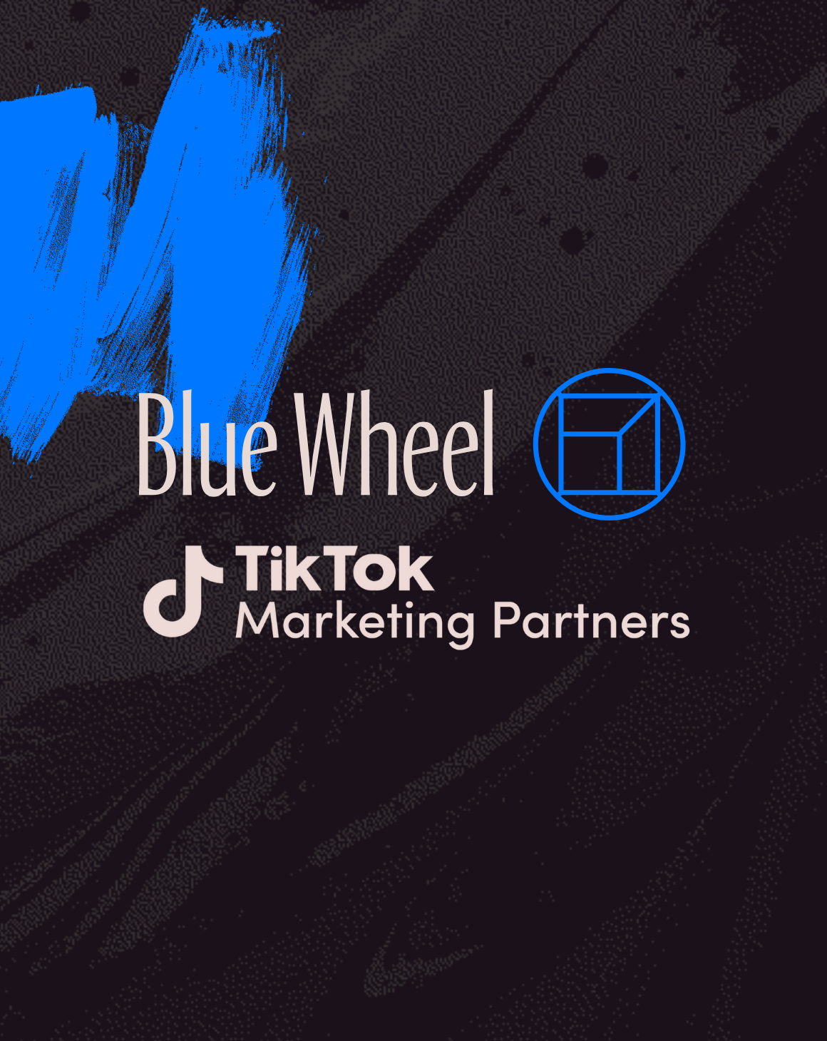 Blue Wheel logo and TikTok Marketing Partners logo on a blue background