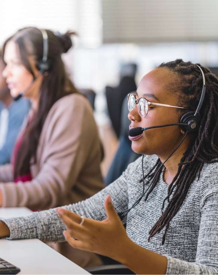 woman on the phone servicing a customer