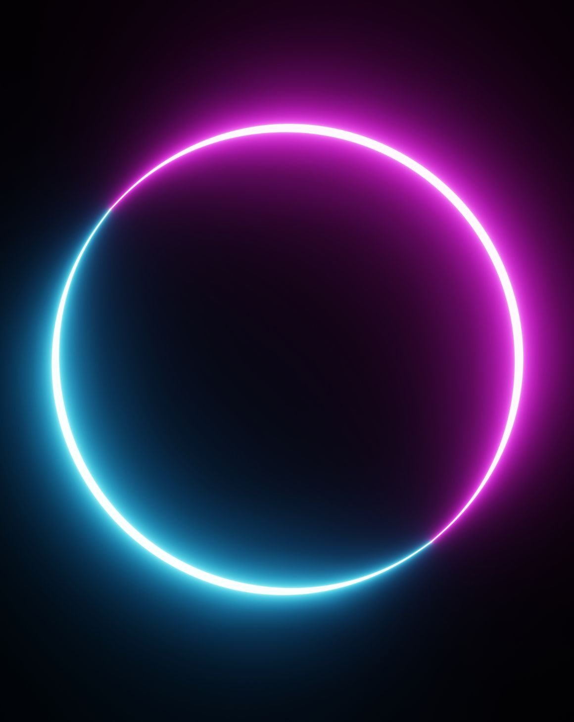A glowing neon circle stands out against a black backdrop and represents the Amazon halo effect
