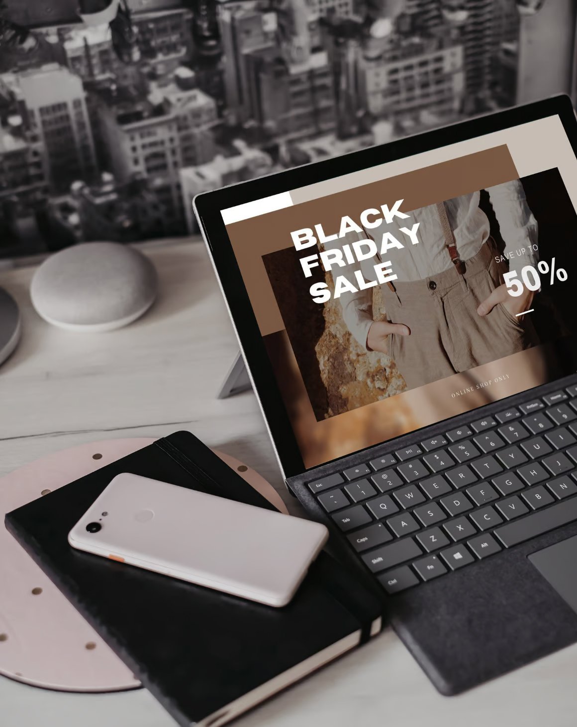 black friday ad on laptop