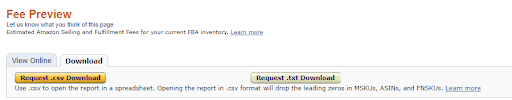 Amazon Fee Preview Report